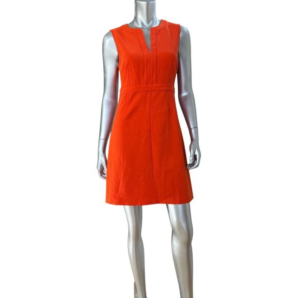 DIANE VON FURSTENBERG Orange Sleeveless A-Line Empire Waist Dress S - Picture 4 of 9